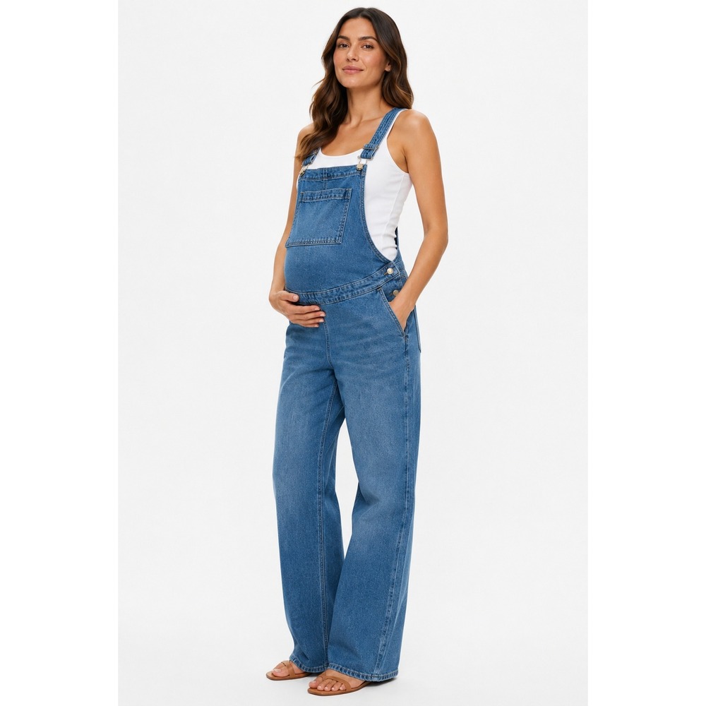 HM Mama Maternity Before and After Denim Overalls Size M NEW